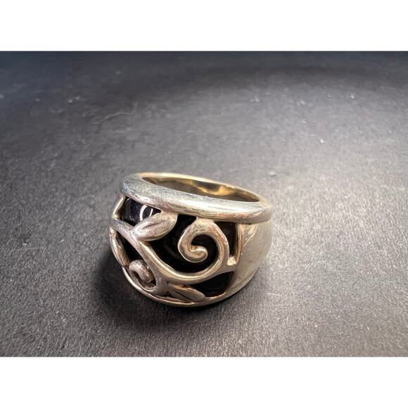Vintage sterling silver black onyx ring size 5 - Picture 10 of 15